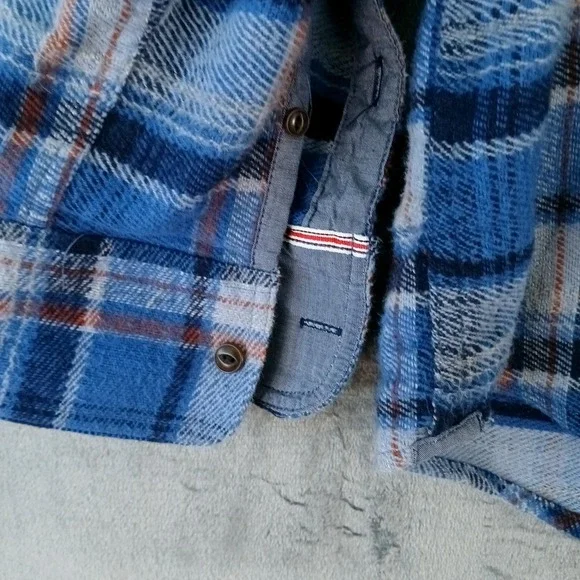 Flag & Anthem Shirt Mens 2XL Blue Plaid Long Sleeve Flannel Western Cotton Relax - Picture 10 of 10